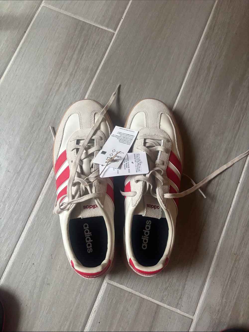 adidas Cream and Red Classic Low-Top Sneakers